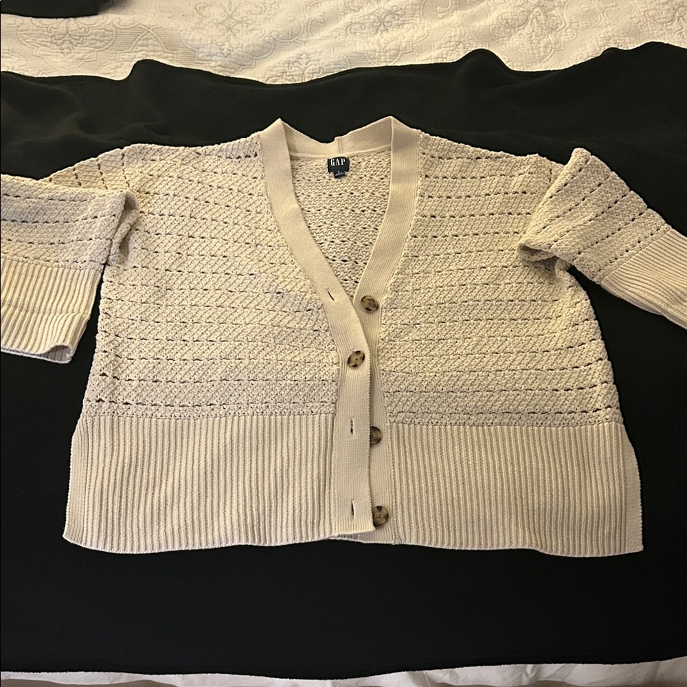 GAP Cream Button-Up Cardigan